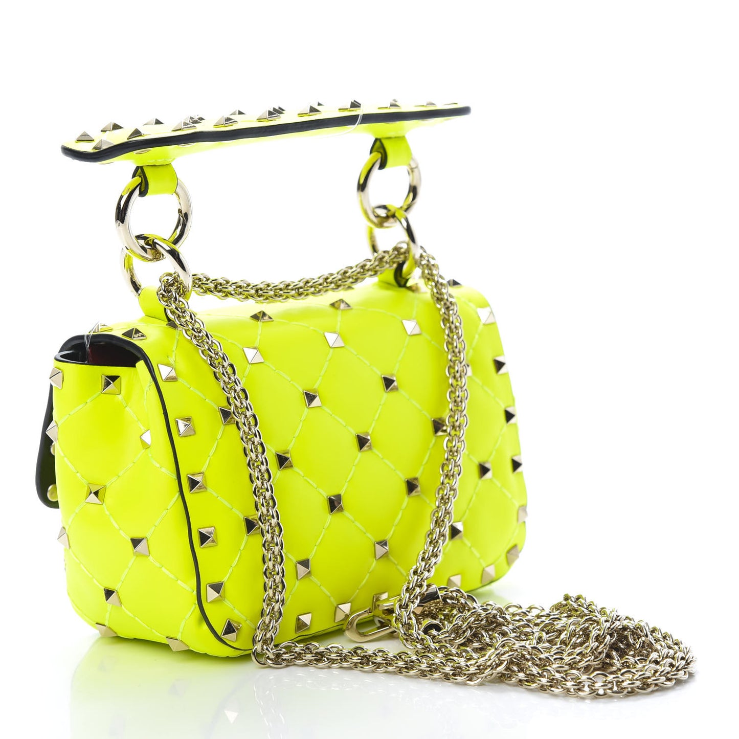 Calfskin Micro Rockstud Spike Shoulder Bag Lime