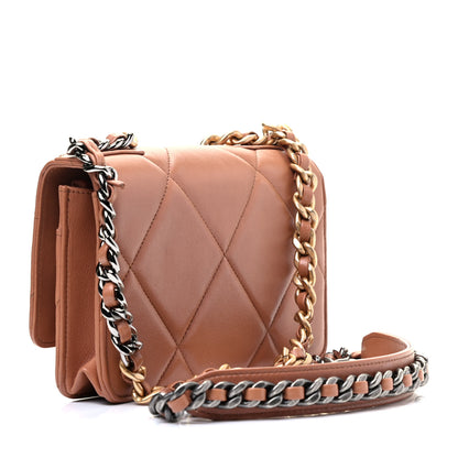 Chanel Lambskin Quilted Chanel 19 Wallet On Chain WOC Brown 2 of 5