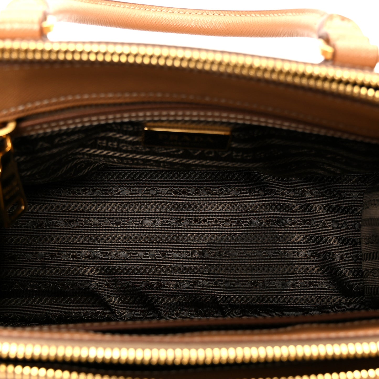 Saffiano Mini Galleria Double Zip Tote Caramel