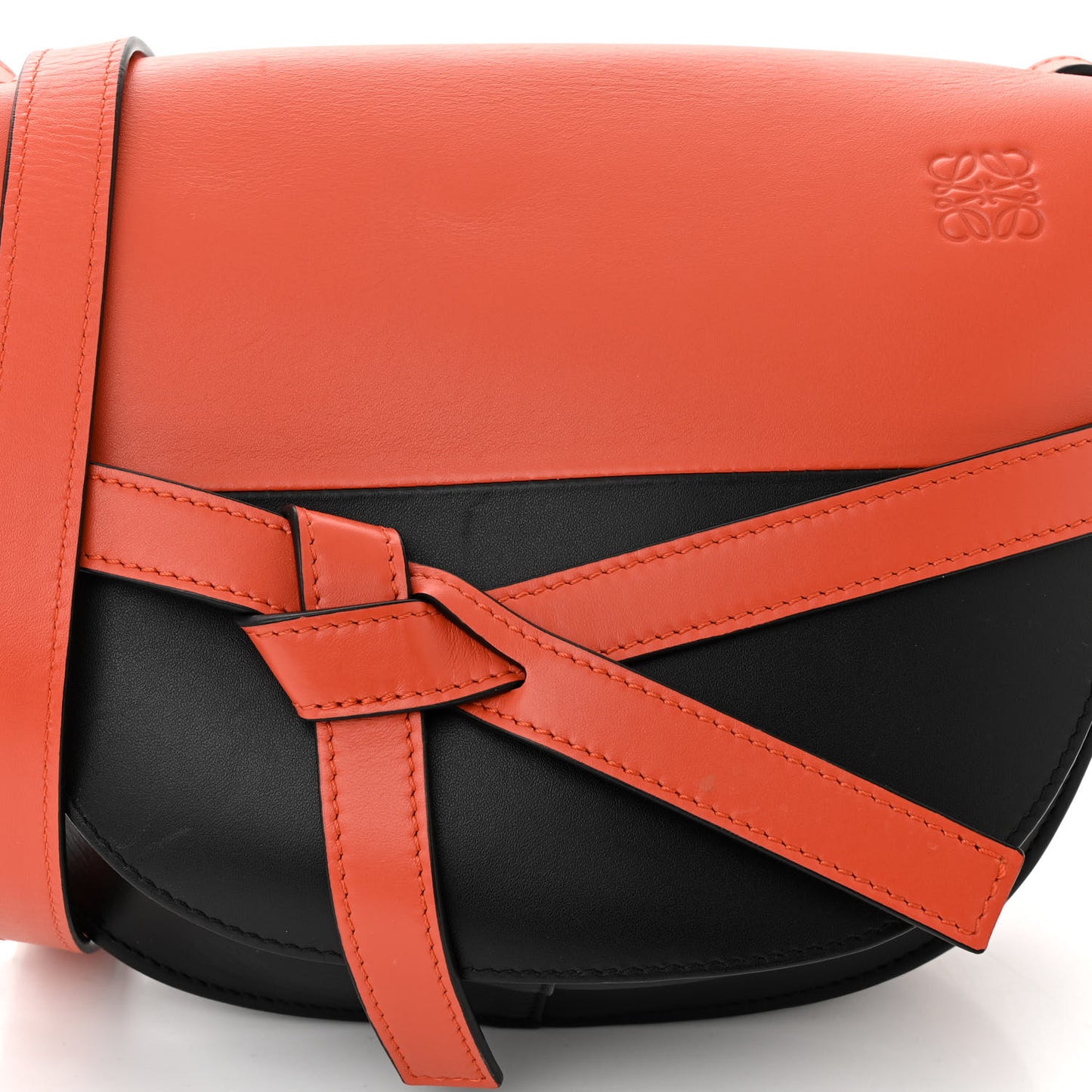 Calfskin Small Gate Crossbody Bag Orange Black