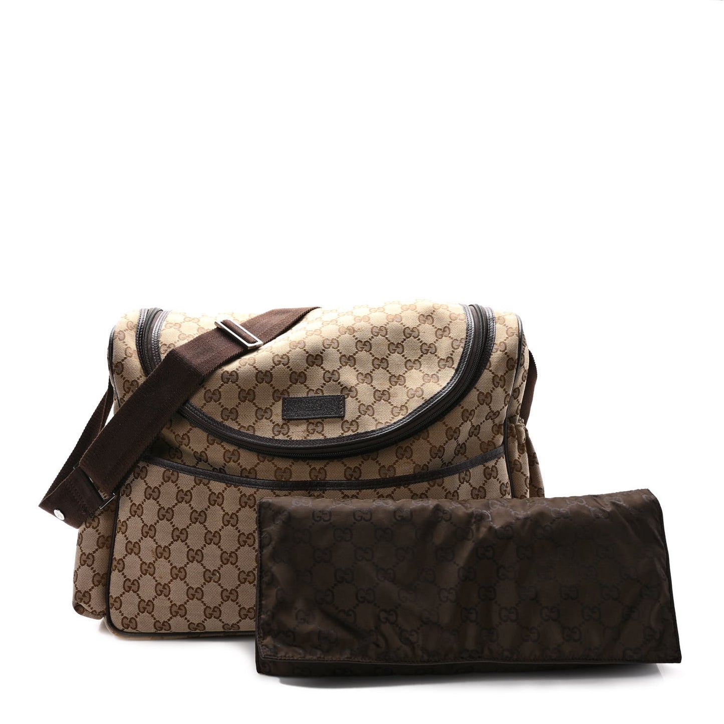 Monogram Natural Pigskin Large Diaper Bag Beige Ebony Cocoa Dark Chocolate