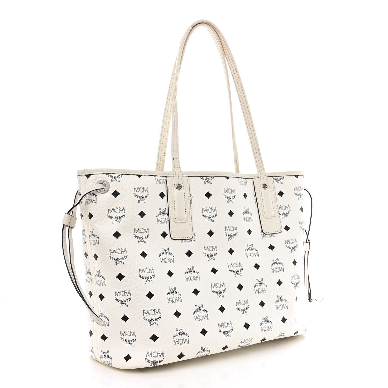 MCM Visetos Medium Liz Reversible Shopper Tote White 4 of 22