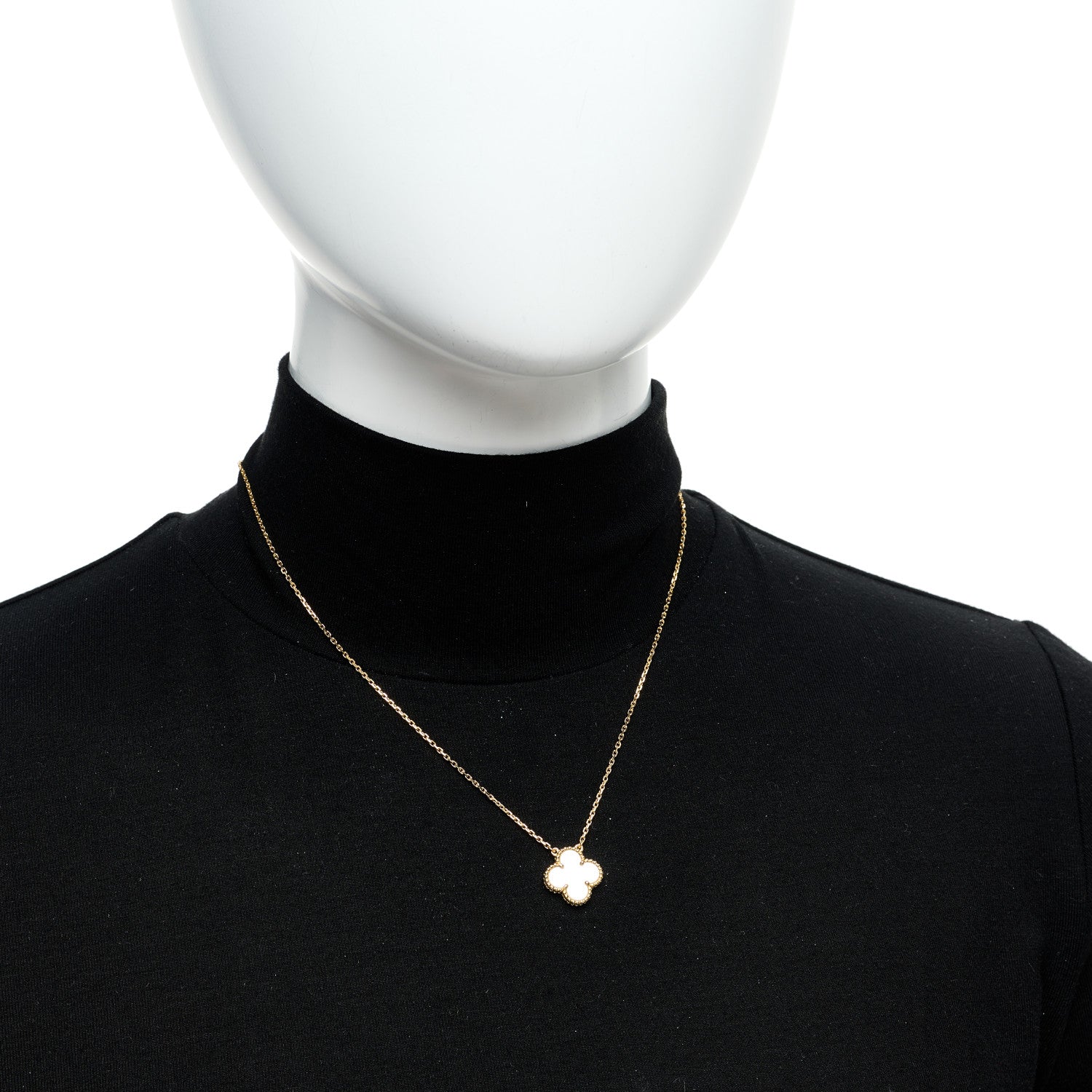 Van Cleef & Arpels 18K Yellow Gold Mother of Pearl Vintage Alhambra Pendant Necklace 2 of 6