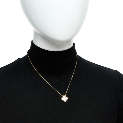 Van Cleef & Arpels 18K Yellow Gold Mother of Pearl Vintage Alhambra Pendant Necklace 2 of 6