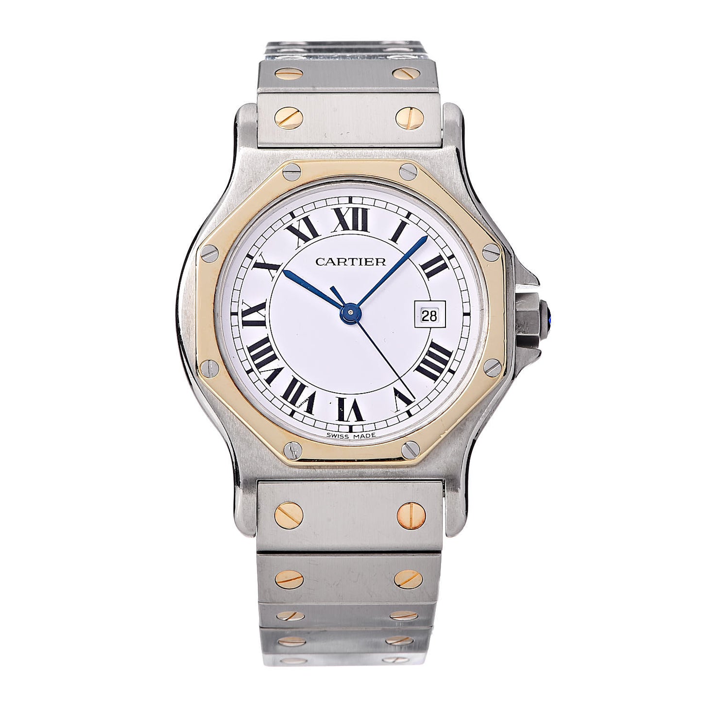 Stainless Steel 18K Yellow Gold 29mm Santos Octagon Automatic Watch