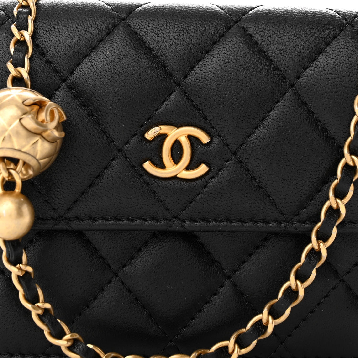 Chanel Lambskin Quilted Pearl Crush Clutch With Chain Black 8 of 10