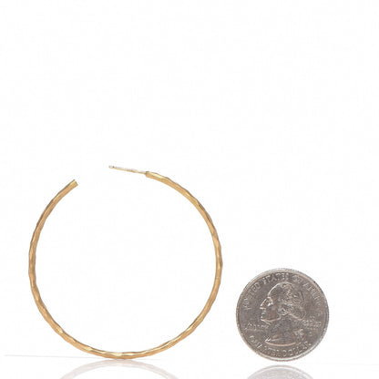 Tiffany 18K Yellow Gold Hammered Hoop Earrings 2 of 6