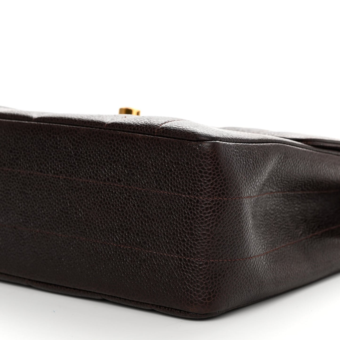 Caviar Vertical Quilted Jumbo Single Flap Brown