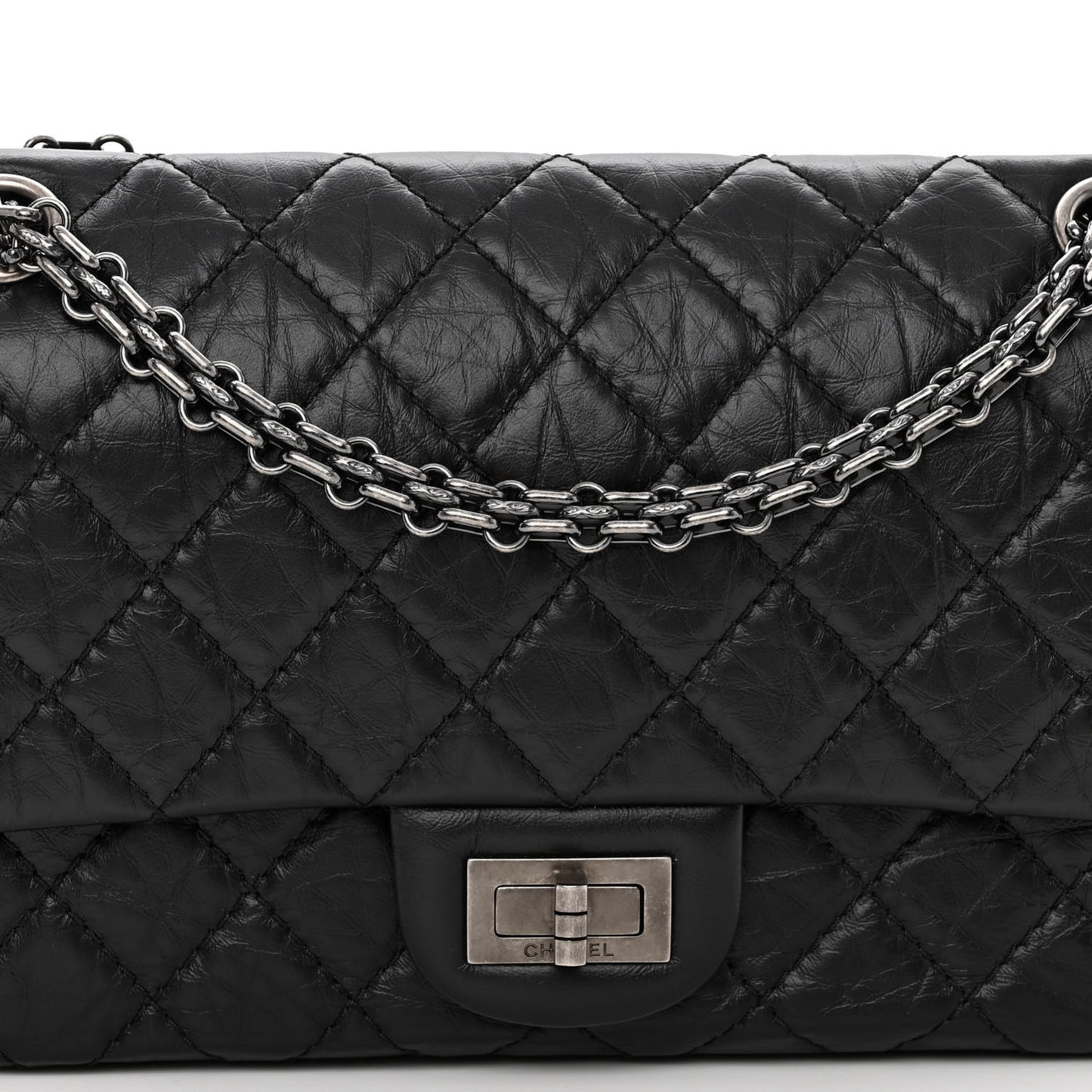 Aged Calfskin Quilted 2.55 Reissue 225 Flap Black