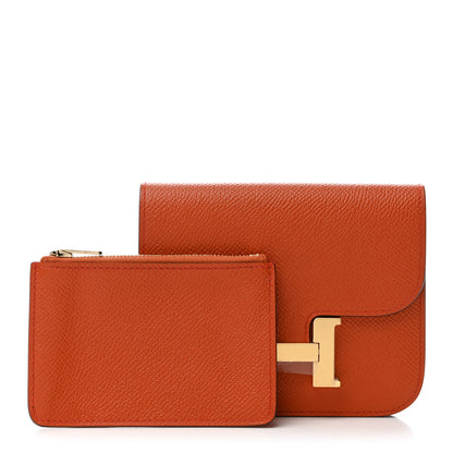 Hermes Epsom Constance Slim Wallet Orange 2 of 8