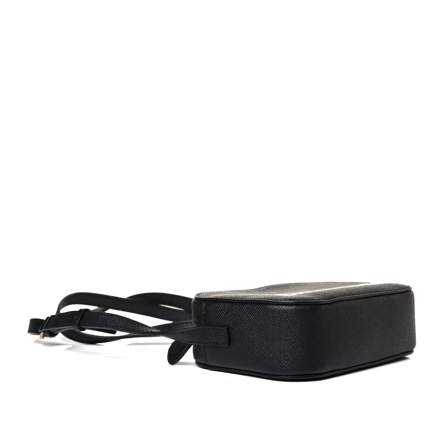 Signature Grained Calfskin Logo XS Ville Camera Bag Black White