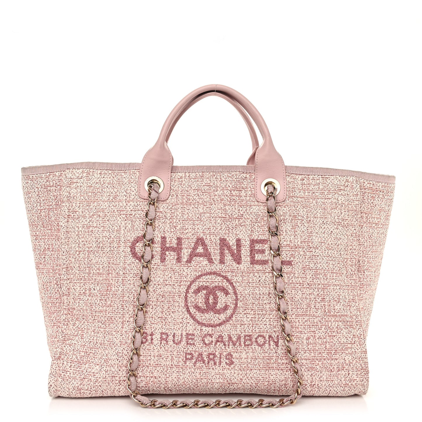 Straw Lurex Medium Deauville Tote Pink