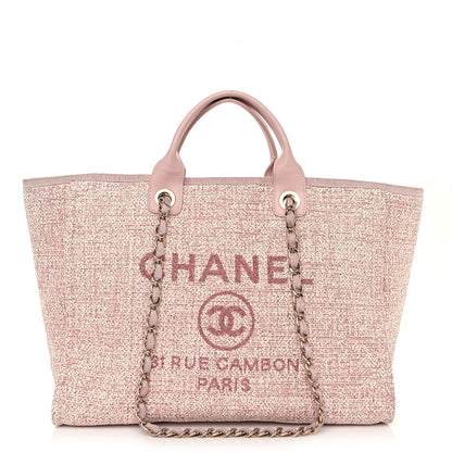 Chanel Straw Lurex Medium Deauville Tote Pink 1 of 12