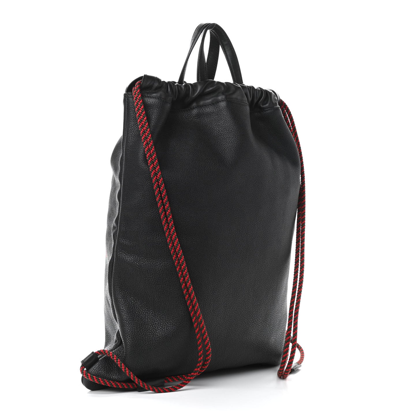 Calfskin Logo Drawstring Backpack Black