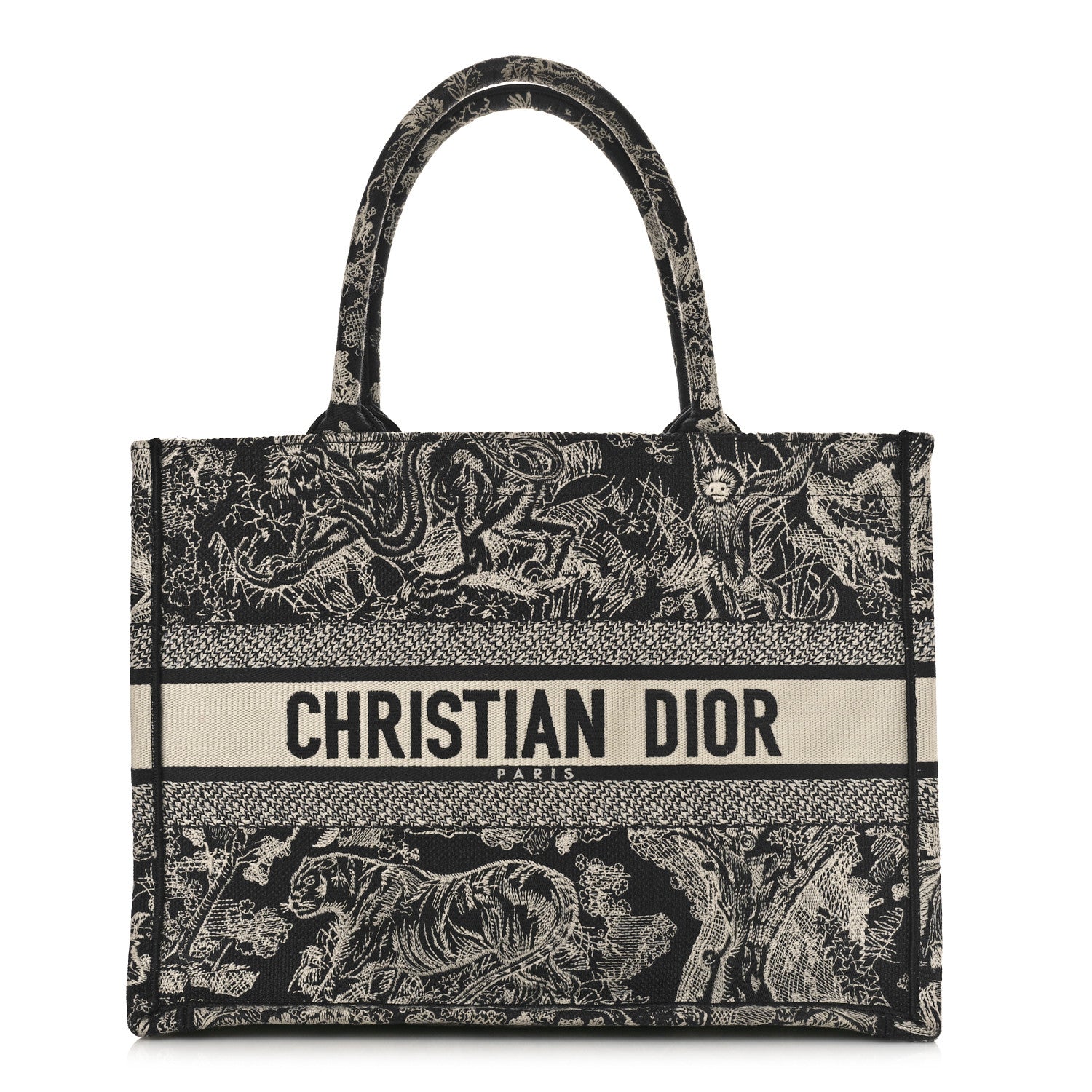 Christian Dior Canvas Embroidered Medium Toile De Jouy Reverse Book Tote Blue 1 of 8