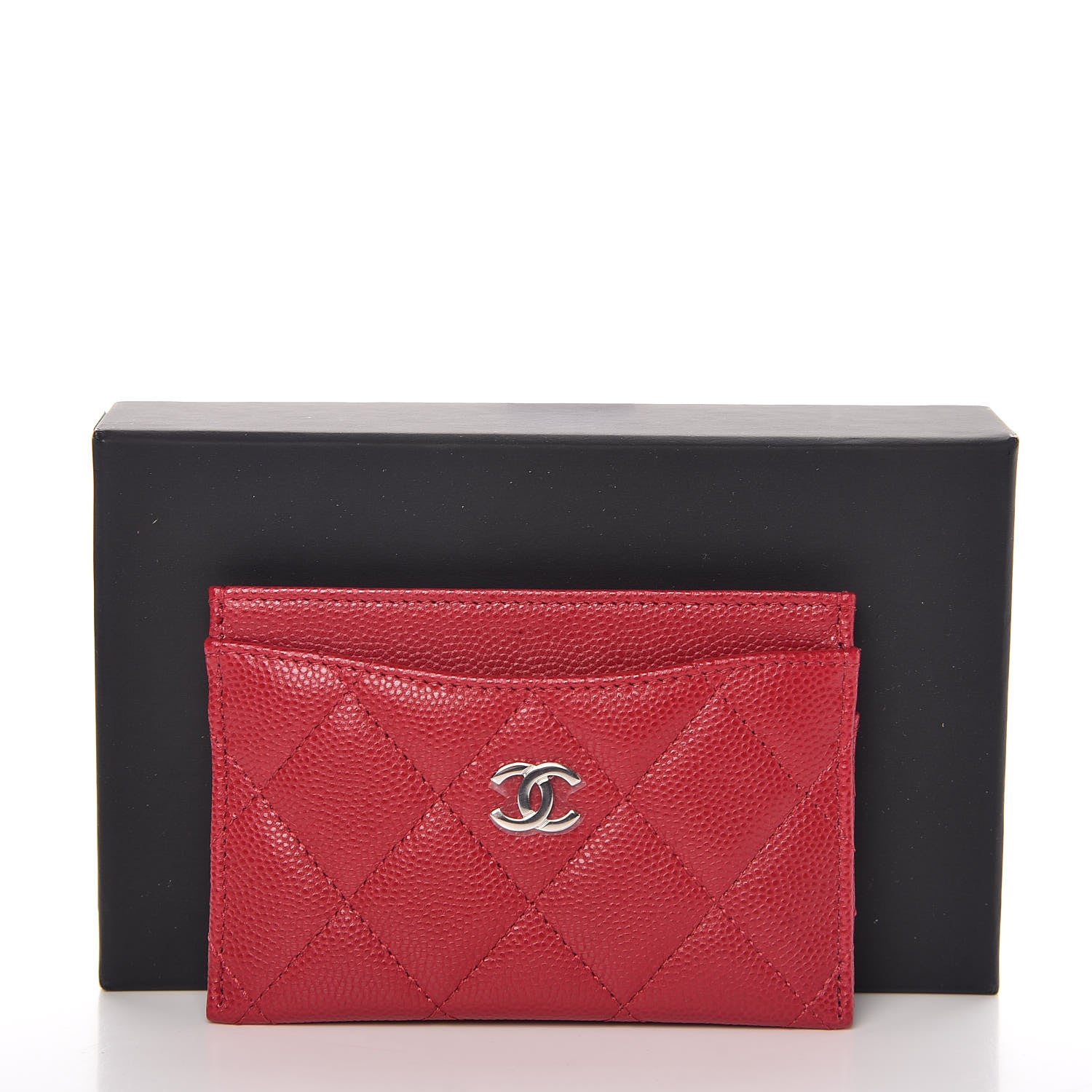 Chanel Caviar Quilted Card Holder Dark Pink 9 of 9