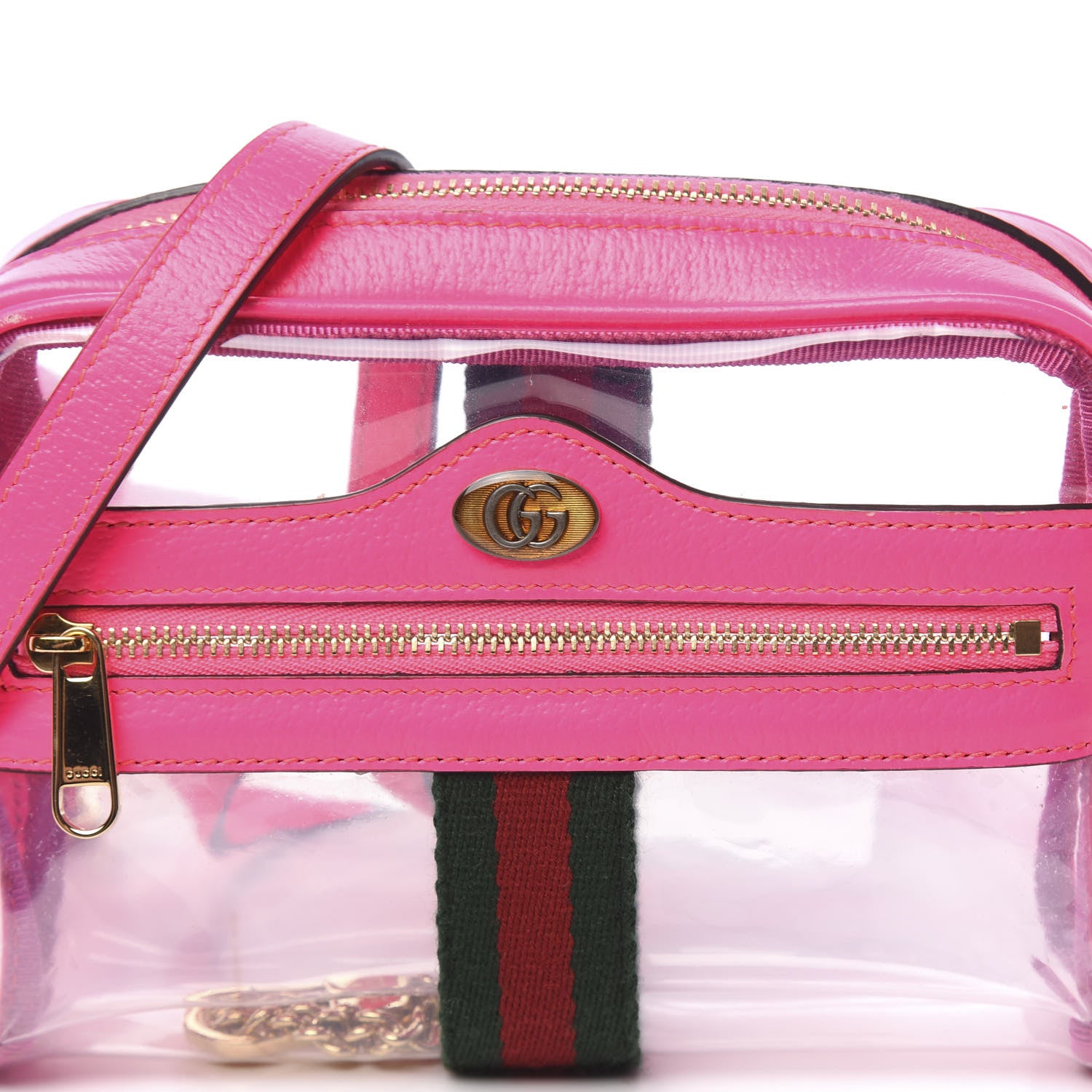 Gucci Vinyl Web Mini Ophidia Transparent Shoulder Bag Fluorescent Fuchsia 7 of 11