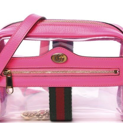 Gucci Vinyl Web Mini Ophidia Transparent Shoulder Bag Fluorescent Fuchsia 7 of 11