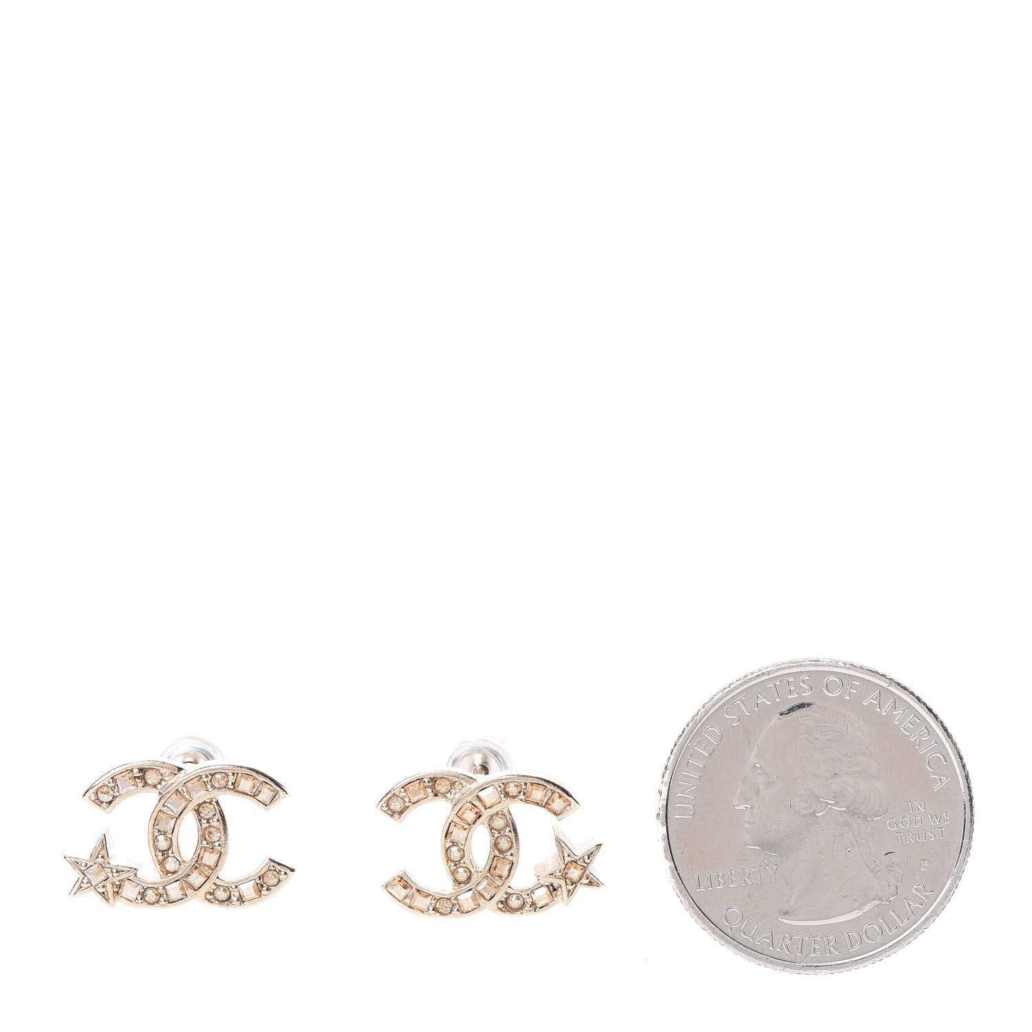 Chanel Crystal CC Starfall Earrings Gold 2 of 5