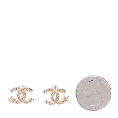 Chanel Crystal CC Starfall Earrings Gold 2 of 5
