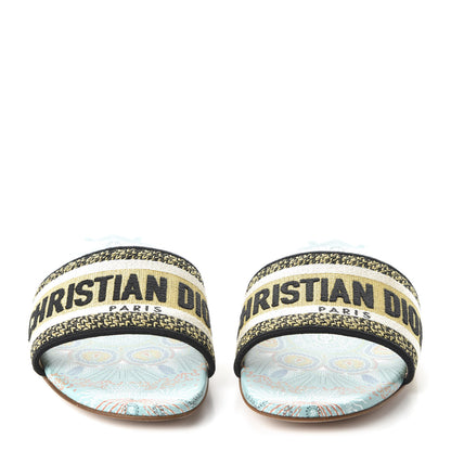 Christian Dior Canvas Embroidered Dior In Lights Dway Mules Slide Sandals 37 Multicolor 2 of 10