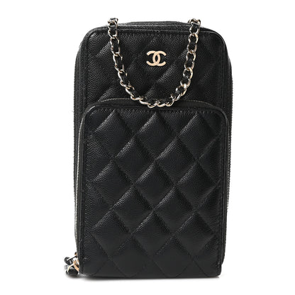 Chanel Caviar Quilted Phone Holder With Chain Black 1 of 11