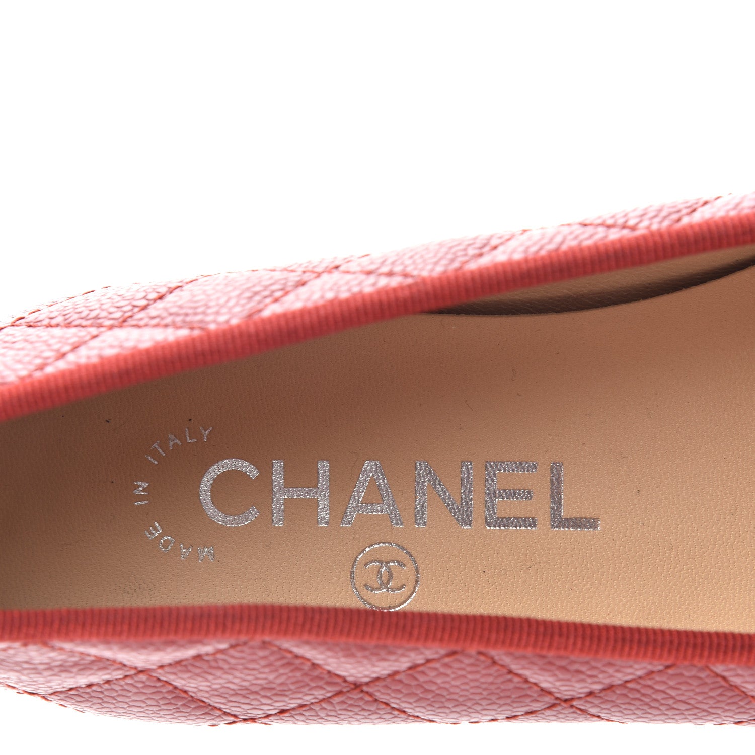 Chanel Caviar Quilted CC Cap Toe Ballerina Flats 37.5 Red 8 of 10
