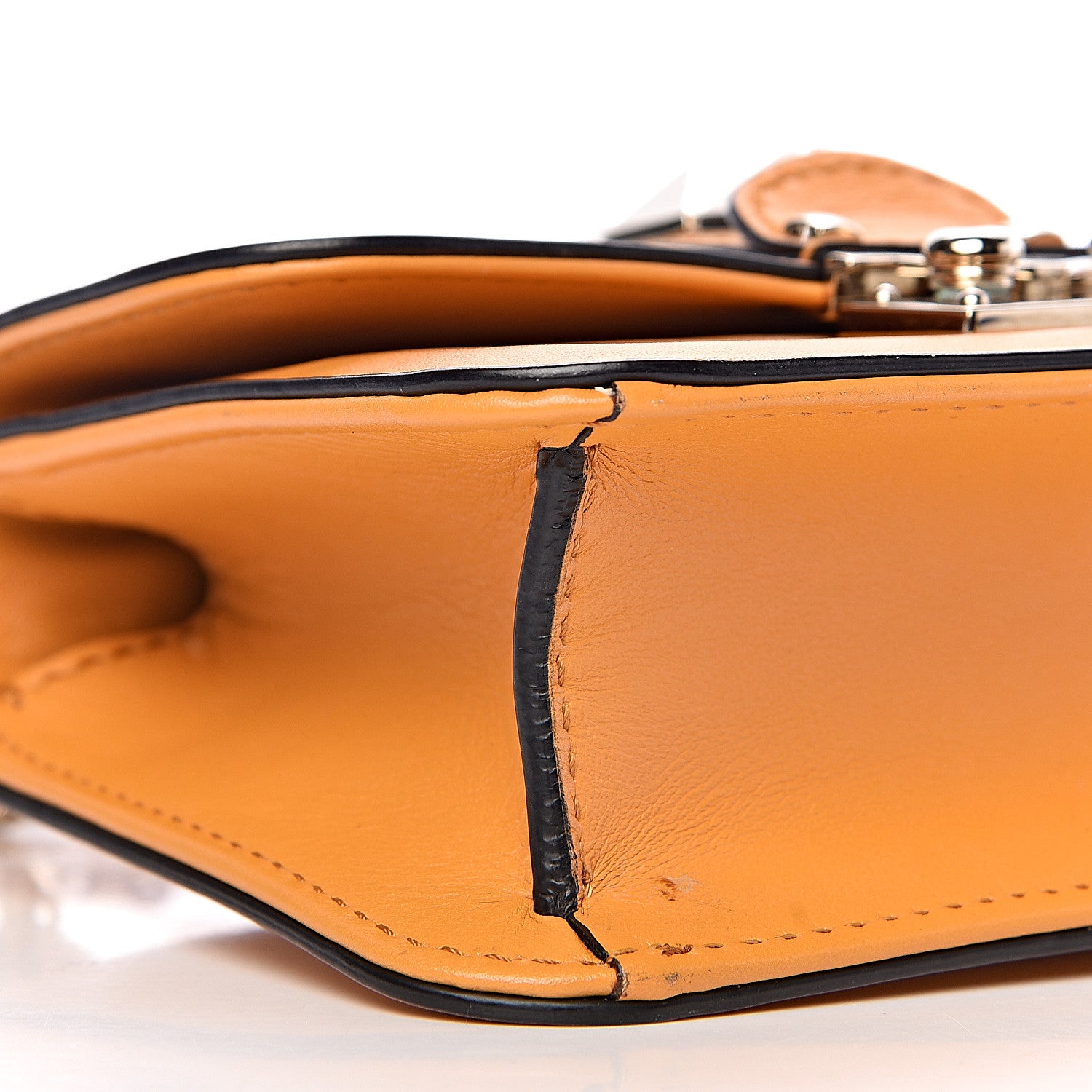 Valentino Garavani Vitello Mini Glam Lock Rockstud Flap Mandarin Sorbet 7 of 9
