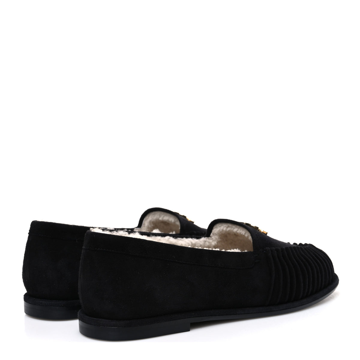 Suede Kidskin CC Moccasin Loafers 39.5 Black