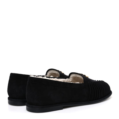 Chanel Suede Kidskin CC Moccasin Loafers 39.5 Black 5 of 11