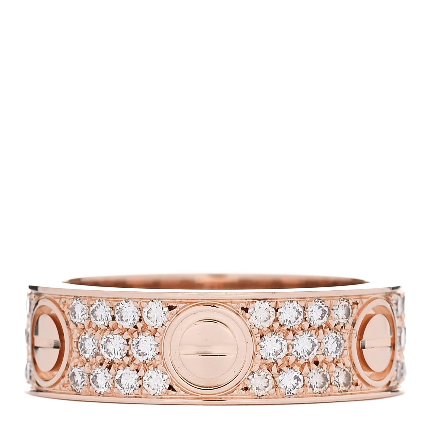 Cartier 18K Pink Gold Diamond 6.5mm LOVE Paved Ring 57 8 1 of 4