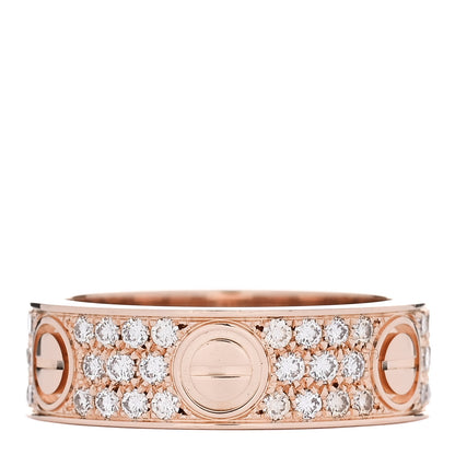 Cartier 18K Pink Gold Diamond 6.5mm LOVE Paved Ring 57 8 1 of 4