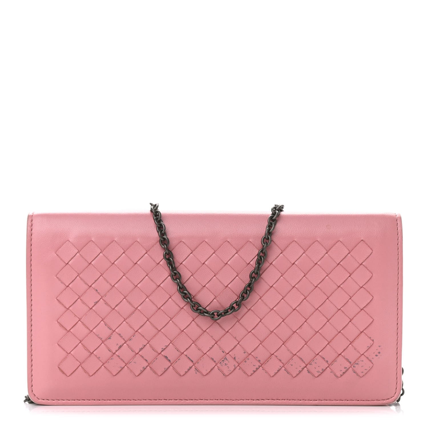 Bottega Veneta Nappa Intrecciato Continental Wallet on Chain Pink 1 of 10