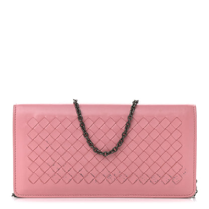 Bottega Veneta Nappa Intrecciato Continental Wallet on Chain Pink 1 of 10