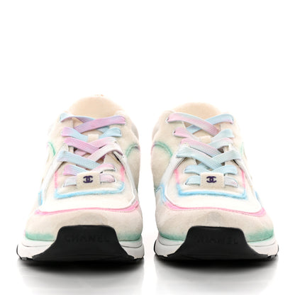 Chanel Wool Suede Calfskin CC Sneakers 38.5 Multicolor 2 of 12