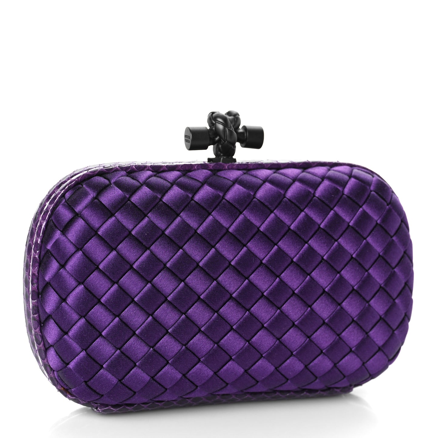 Satin Intreccio Impero Ayers Knot Clutch Purple