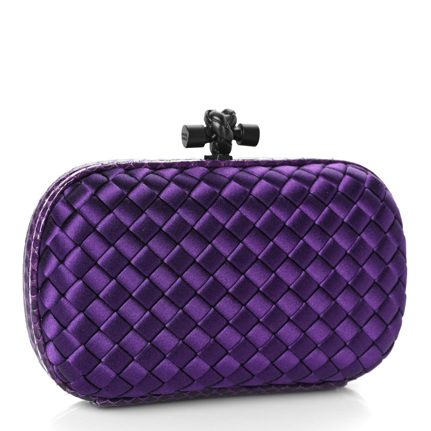 Bottega Veneta Satin Intreccio Impero Ayers Knot Clutch Purple 2 of 7