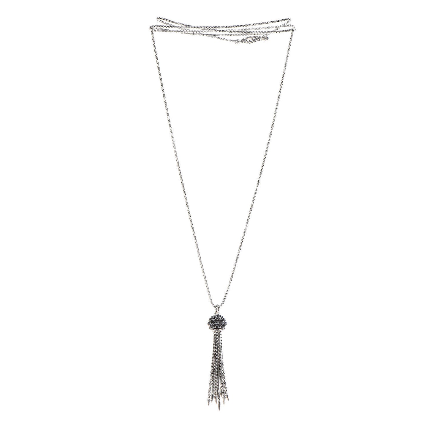 Sterling Silver Hematine Cable Berries Tassel Pendant Necklace