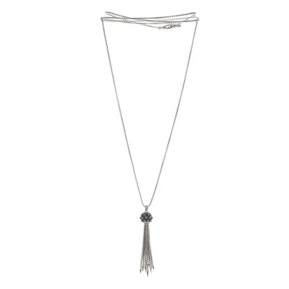David Yurman Sterling Silver Hematine Cable Berries Tassel Pendant Necklace 3 of 5