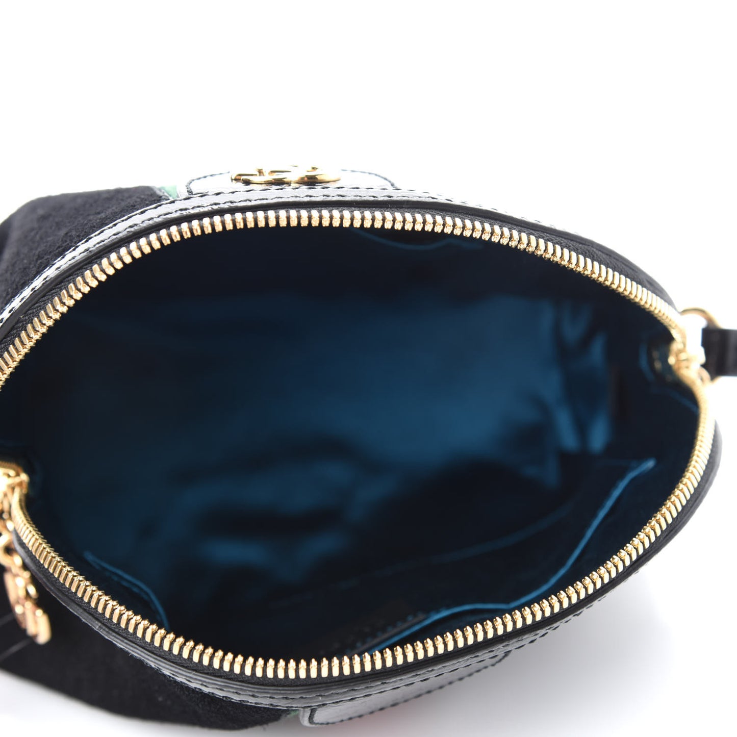 Suede Patent Web GG Small Ophidia Dome Shoulder Bag Black