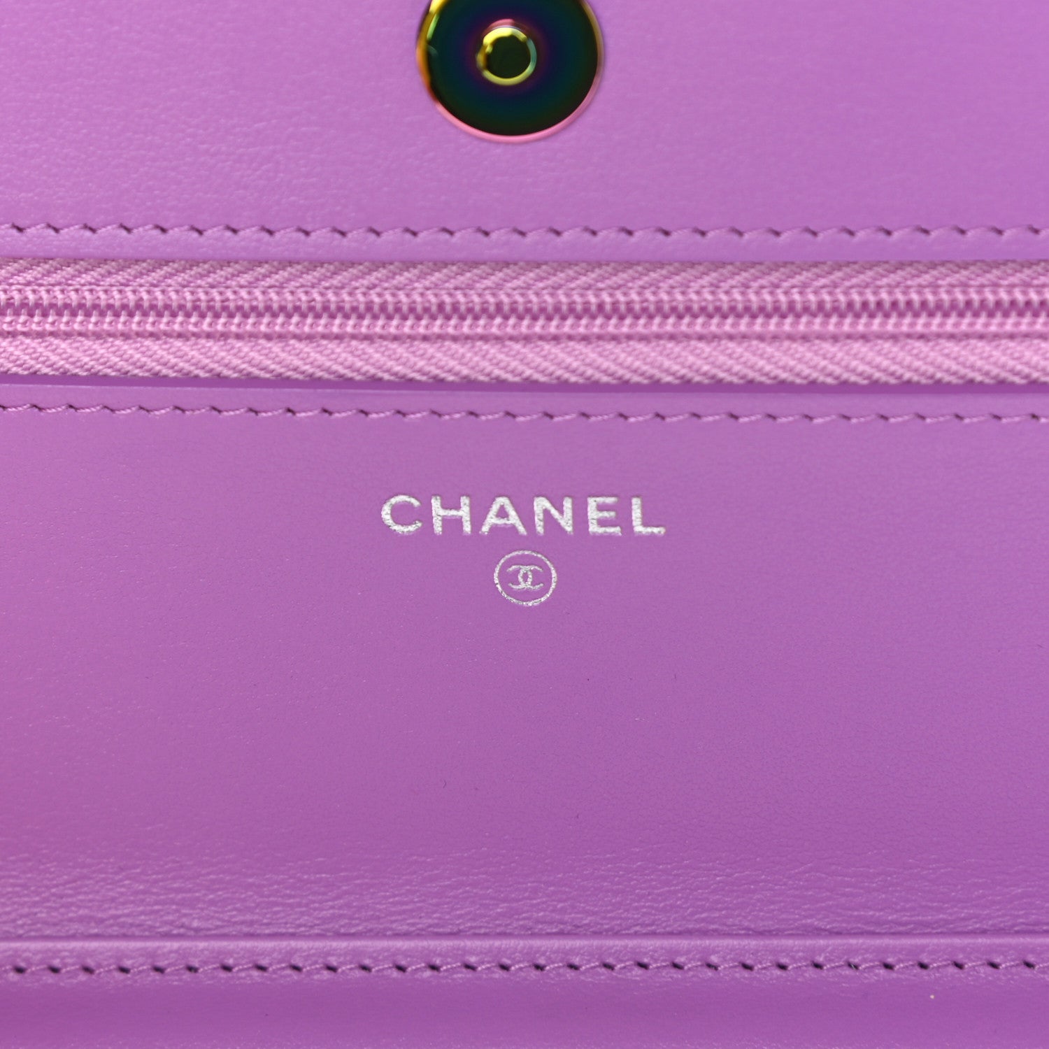 Chanel Tweed Iridescent Wallet On Chain WOC Blue Pink Orange Silver 6 of 13