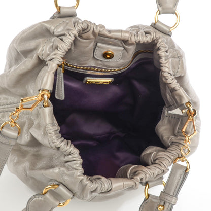 Miu Miu Vitello Lux Gathered Shopper Tote Astro 5 of 8