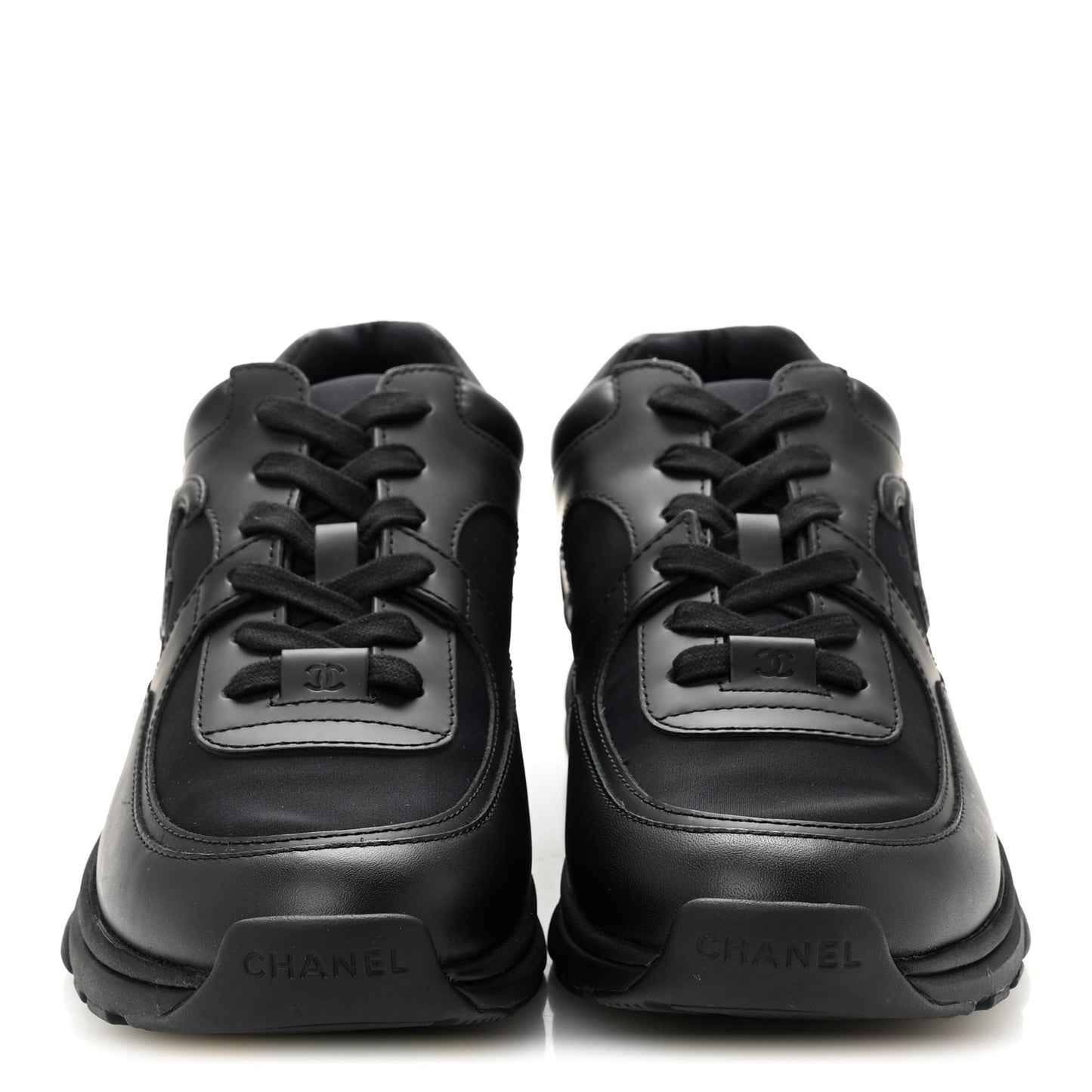 Lambskin Fabric CC Sneakers 39 Black