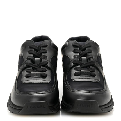 Chanel Lambskin Fabric CC Sneakers 39 Black 3 of 9
