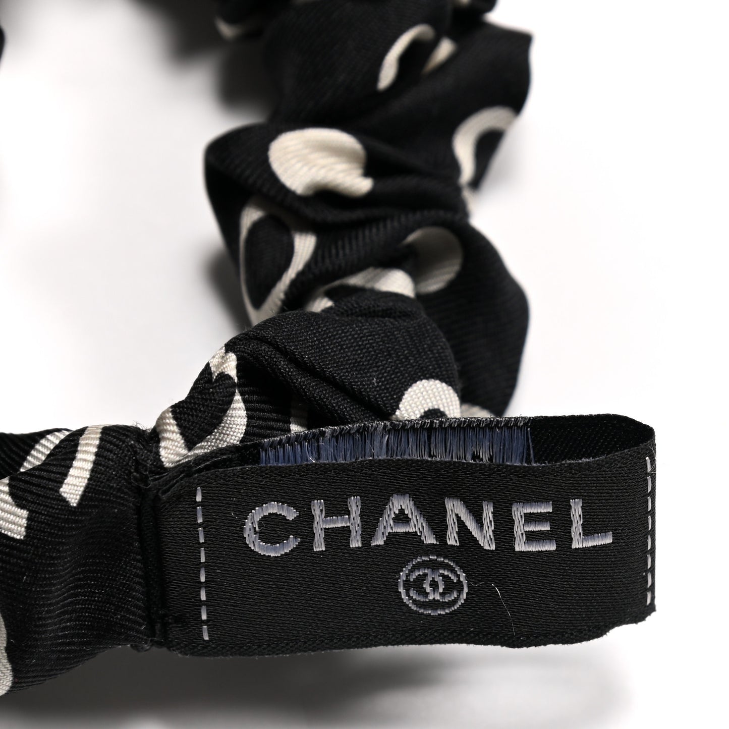 Silk CC Twilly Hair Tie Black White
