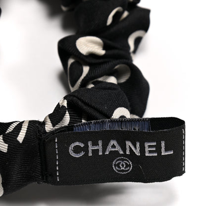 Chanel Silk CC Twilly Hair Tie Black White 5 of 6
