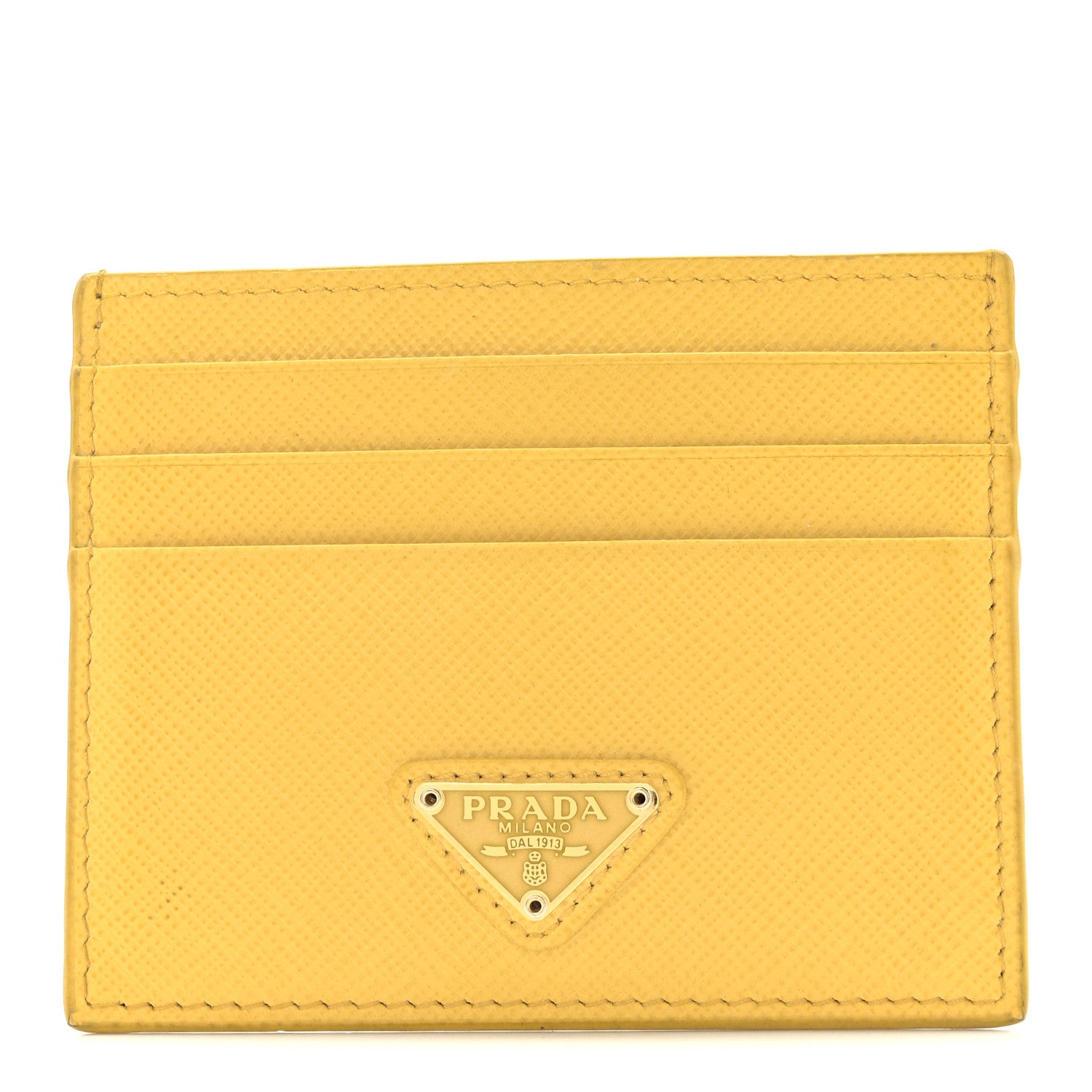 Prada Saffiano Metal Card Holder Soleil 1 of 10