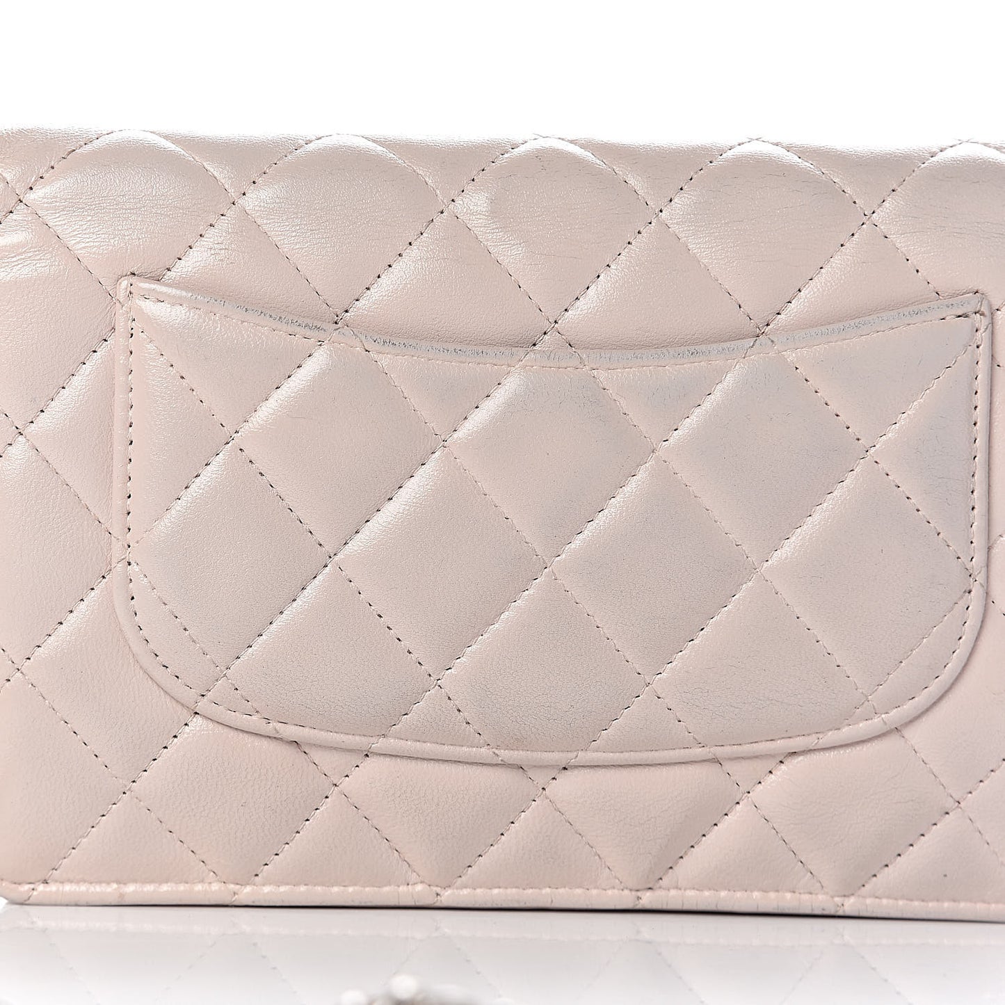 Lambskin Quilted Wallet On Chain WOC Rose Pale