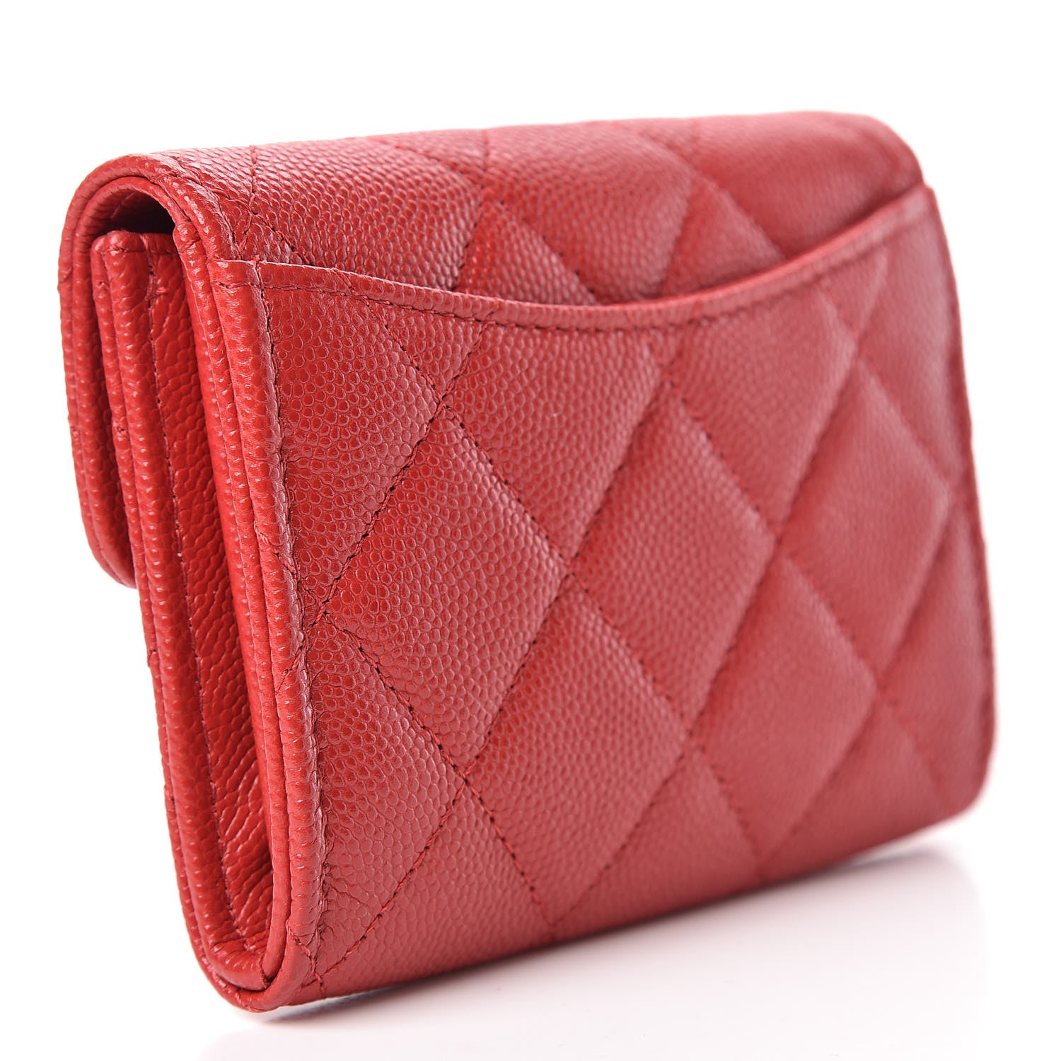 Chanel Caviar Quilted Flap Card Holder Wallet Red 3 of 9