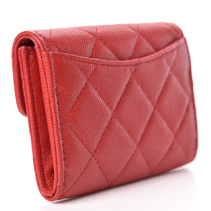 Chanel Caviar Quilted Flap Card Holder Wallet Red 3 of 9